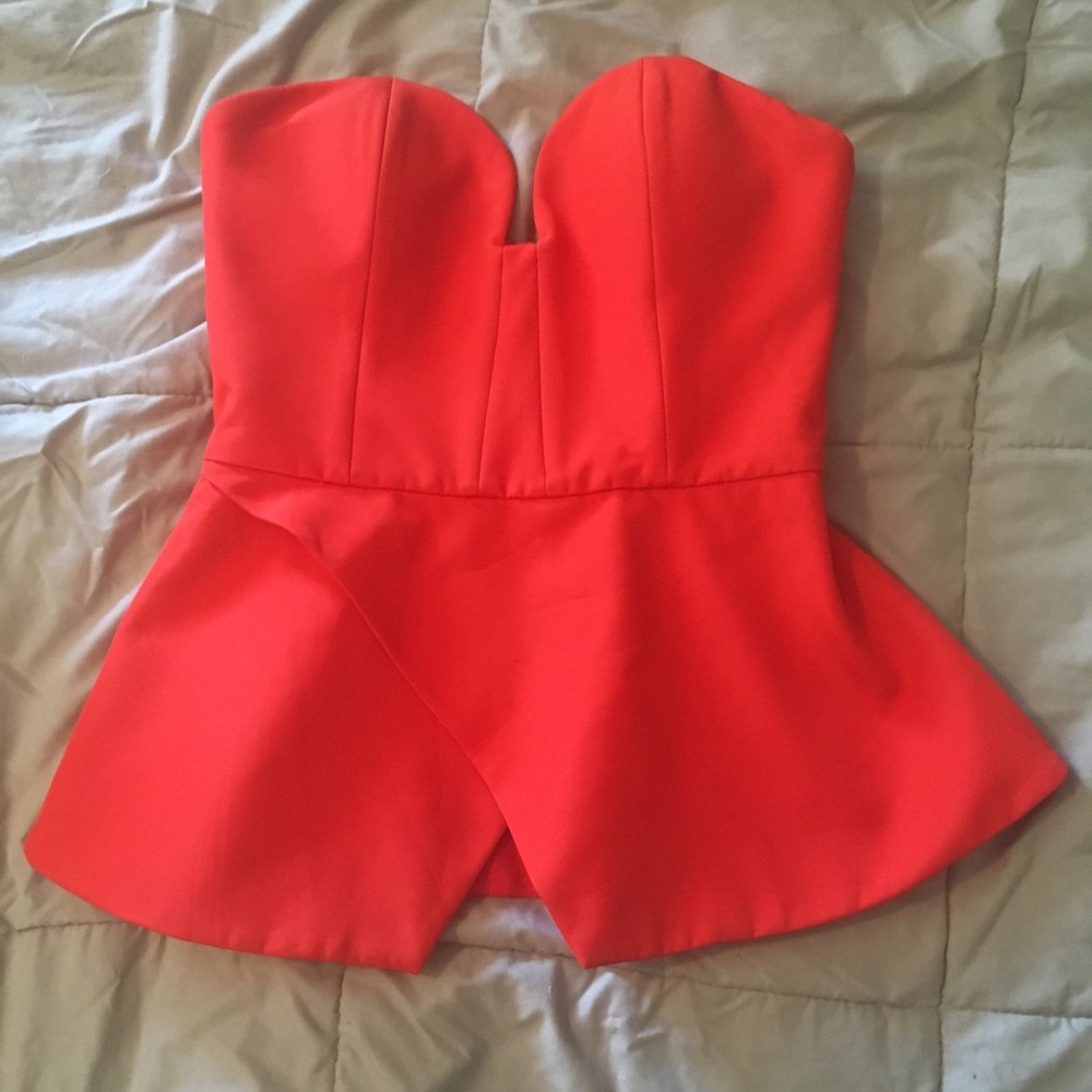 Adorable blood orange peplum corset top